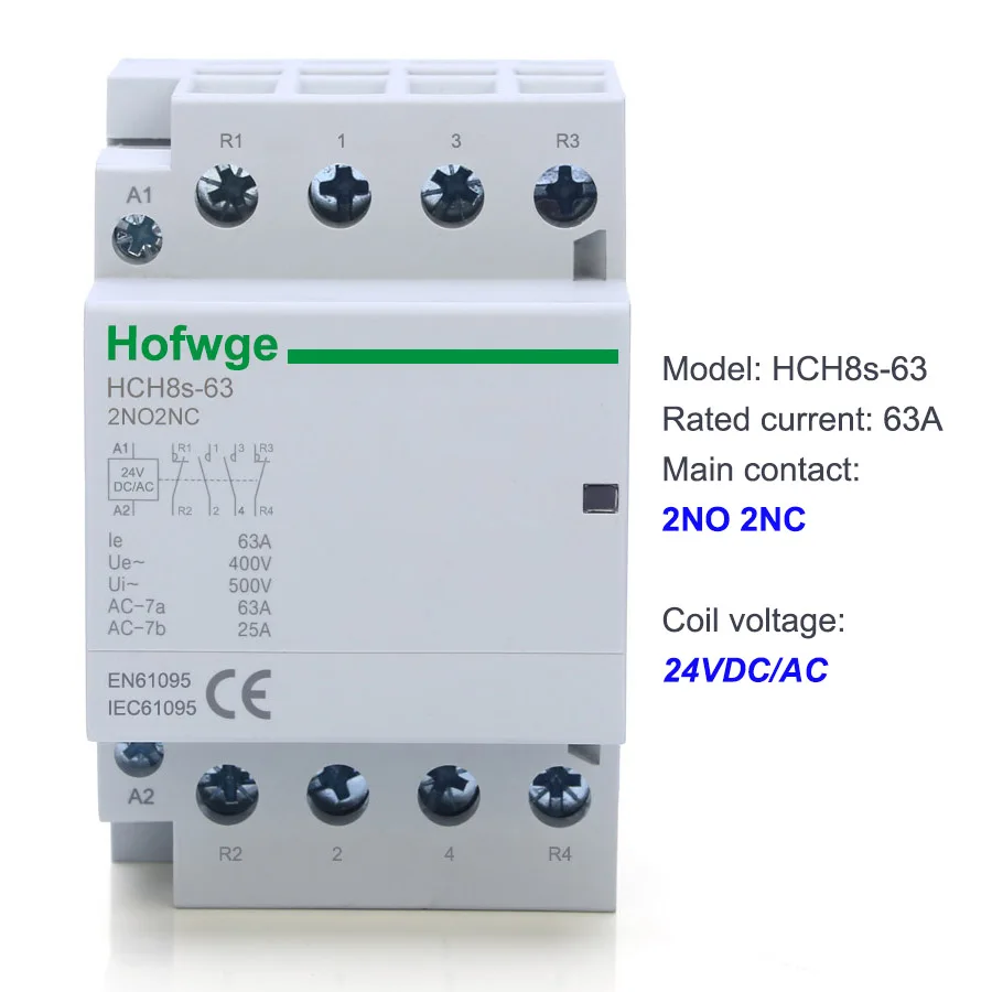 trilho do ruído, modular, HCH8s-63, 4P, 63A,