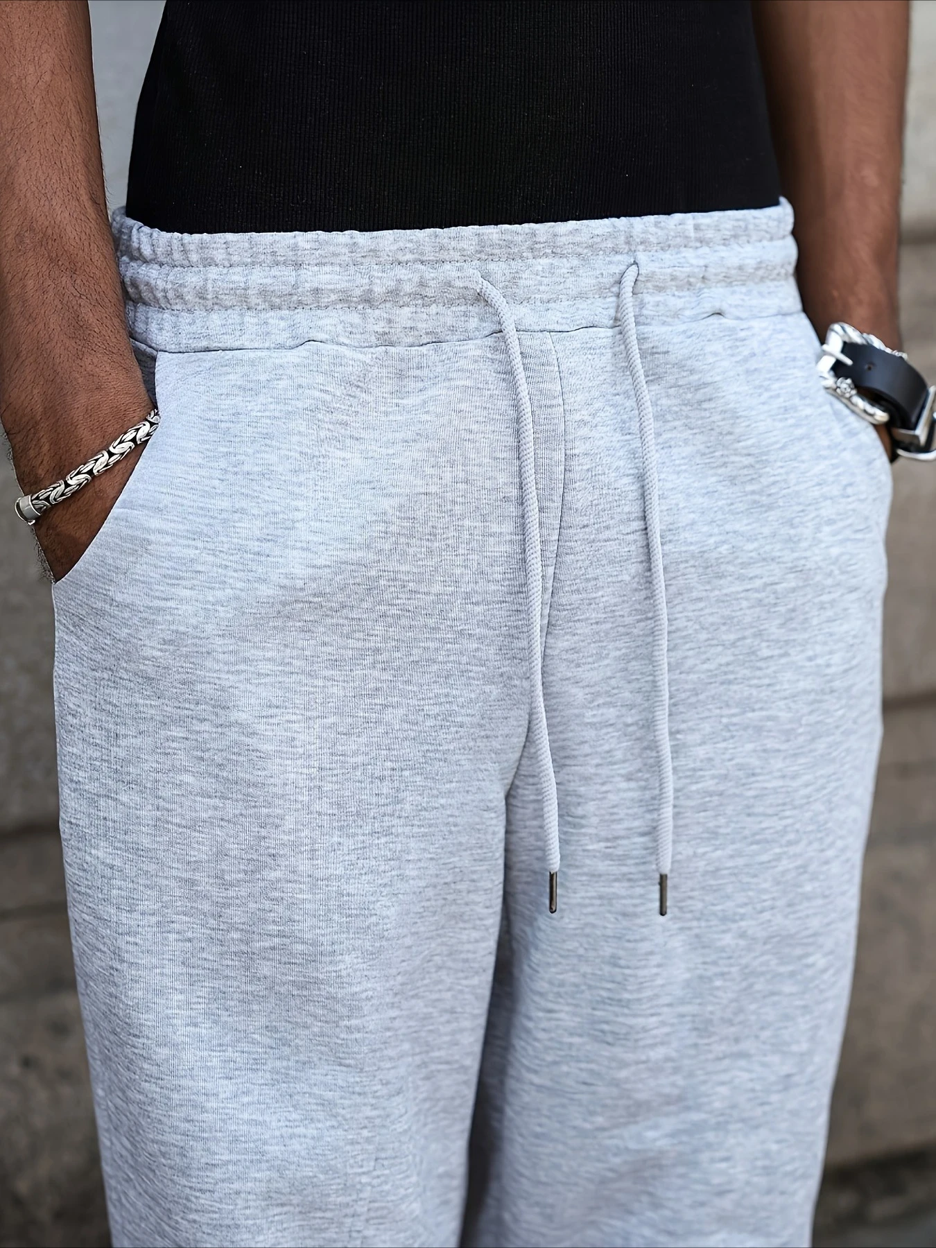 Men's Oversized Knit Jogger Pants Loose-Fit Casual Athletic Pants Elastic Cuff Waist All-Season Comfort Functional Gym