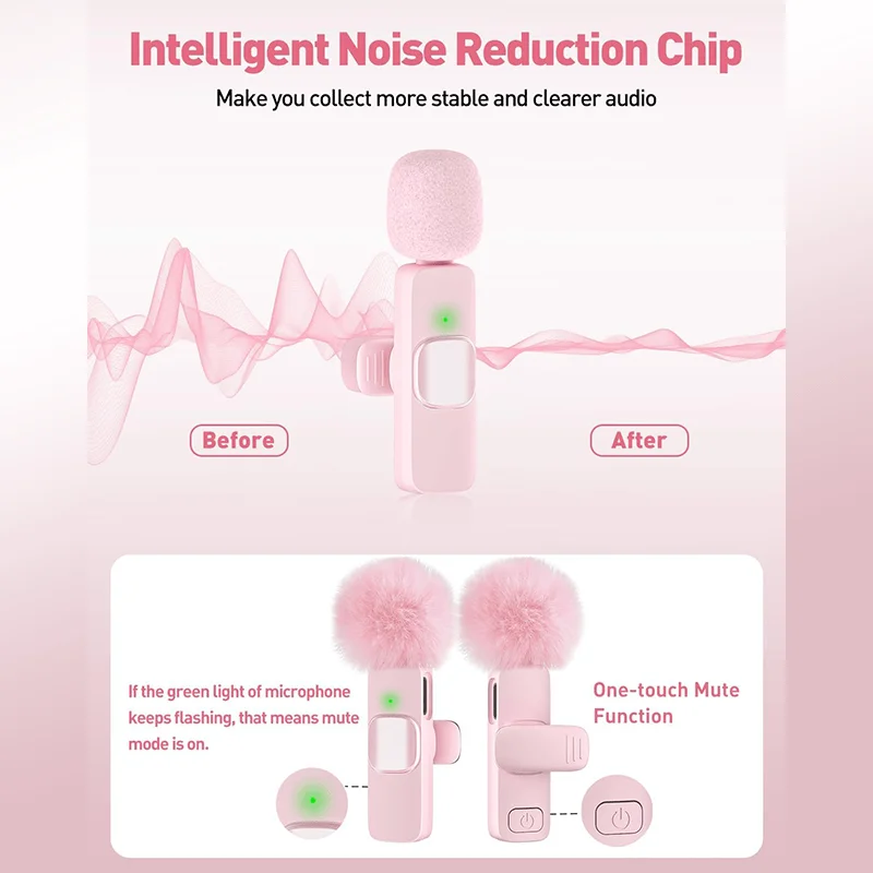 Wireless Lavalier Microphone for iPhone 17/16/15/Android with Noise Reduction USB C Mini Microphone for Vlog YouTube Recording,