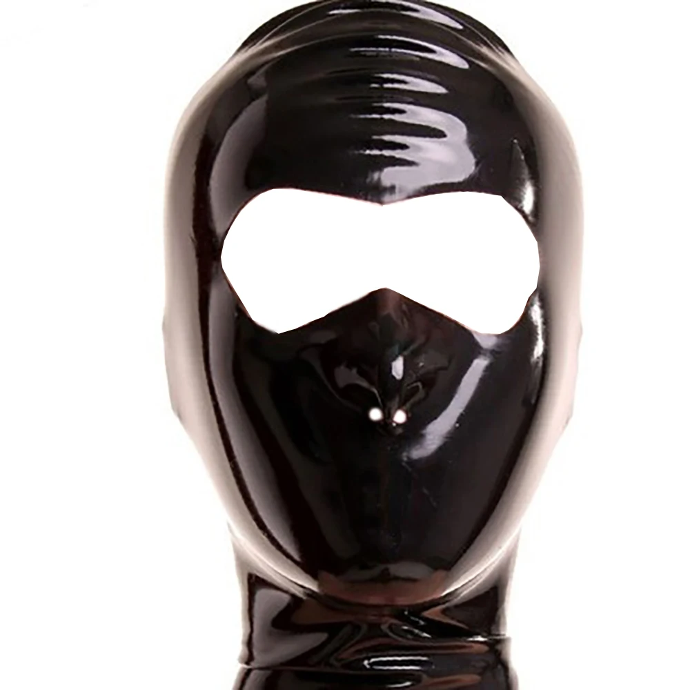 Latex Hood Open Eyes Mouth Back Zipper For Club Wear Rubber Mask