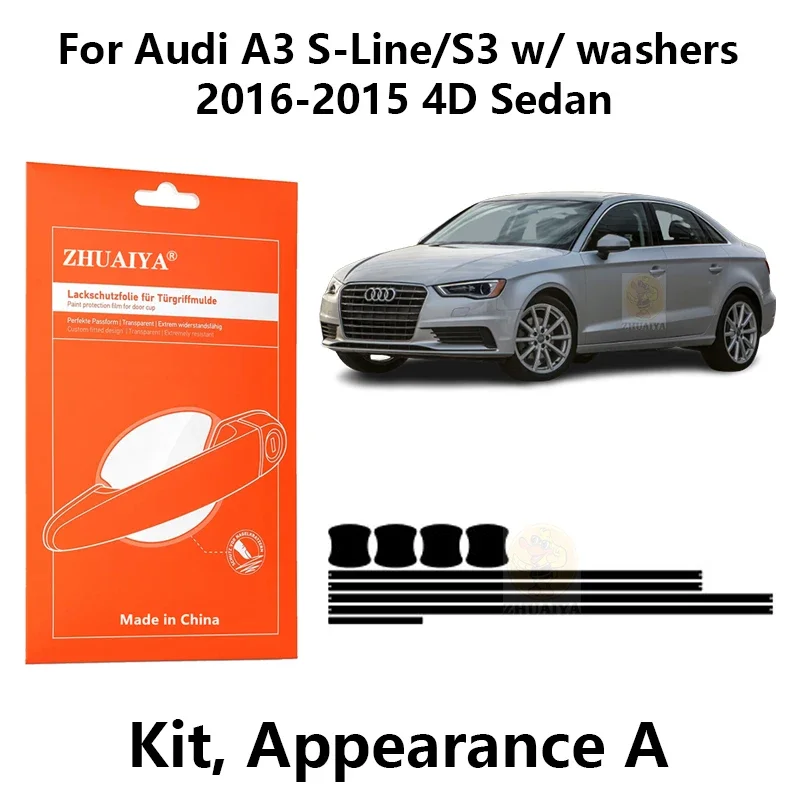 

Door Edge Guards Door Handle Cup Paint Protection Film TPU PPF For Audi A3 S-Line/S3 w/ washers 2021-2015 4D Sedan