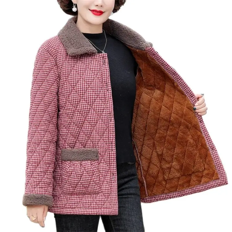 

Add Velvet Padded Cotton-Padded Women's 2023 New Autumn And Winter Clothes Middle-Aged And Elderly Mom Women's Keep Warm Coat