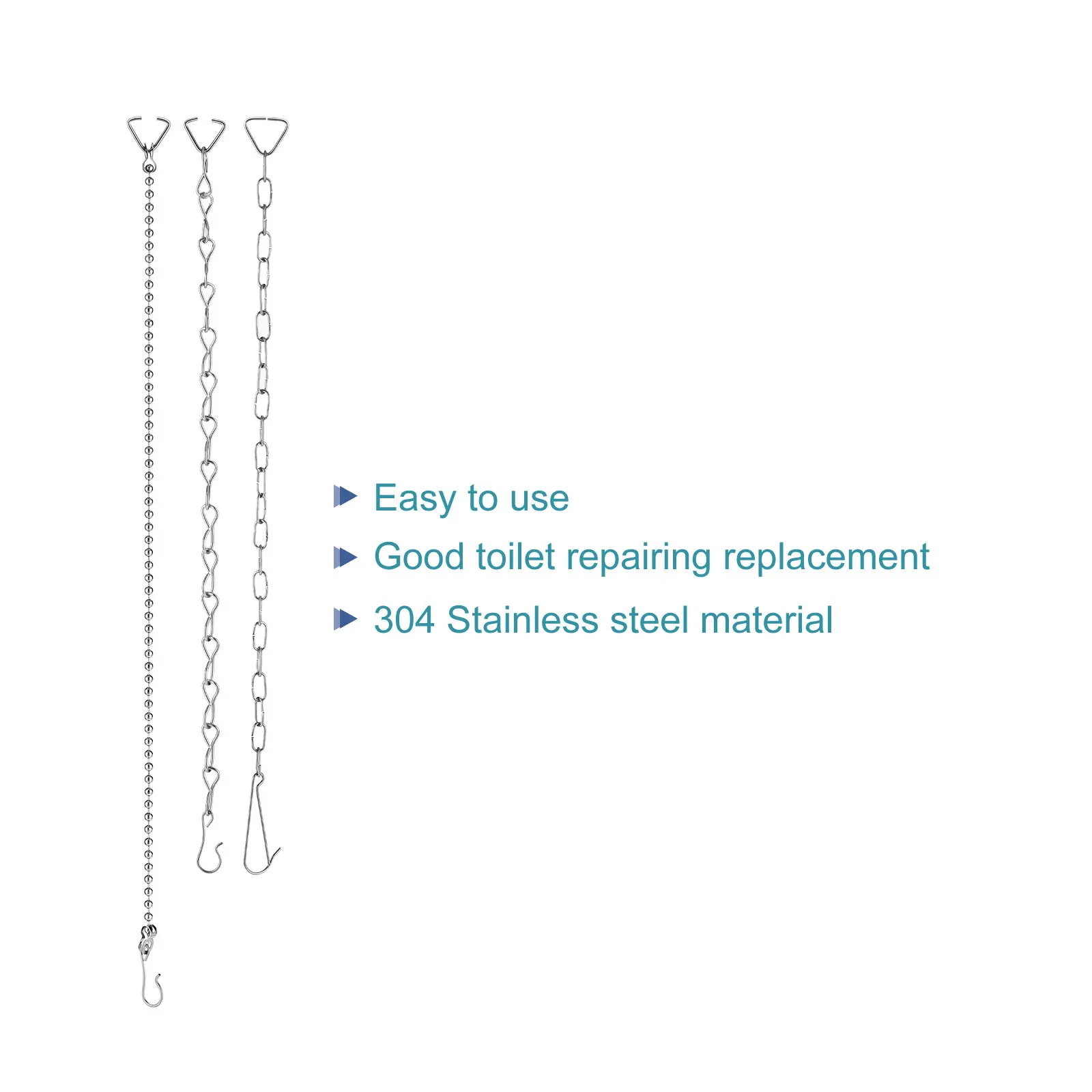 1Set Toilet Flapper Chain 22cm 26cm 3 Style Toilet Handle Lever Lift Flush Replacement 304 Stainless Steel Toilet Repairing Part 5