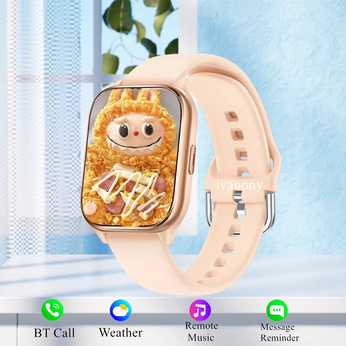 Smart Watch Hebrew Language Support Bluetooth Call Custom Dials AI Voice Assistant 1.85inches Square Screen Ladies Smart Watches