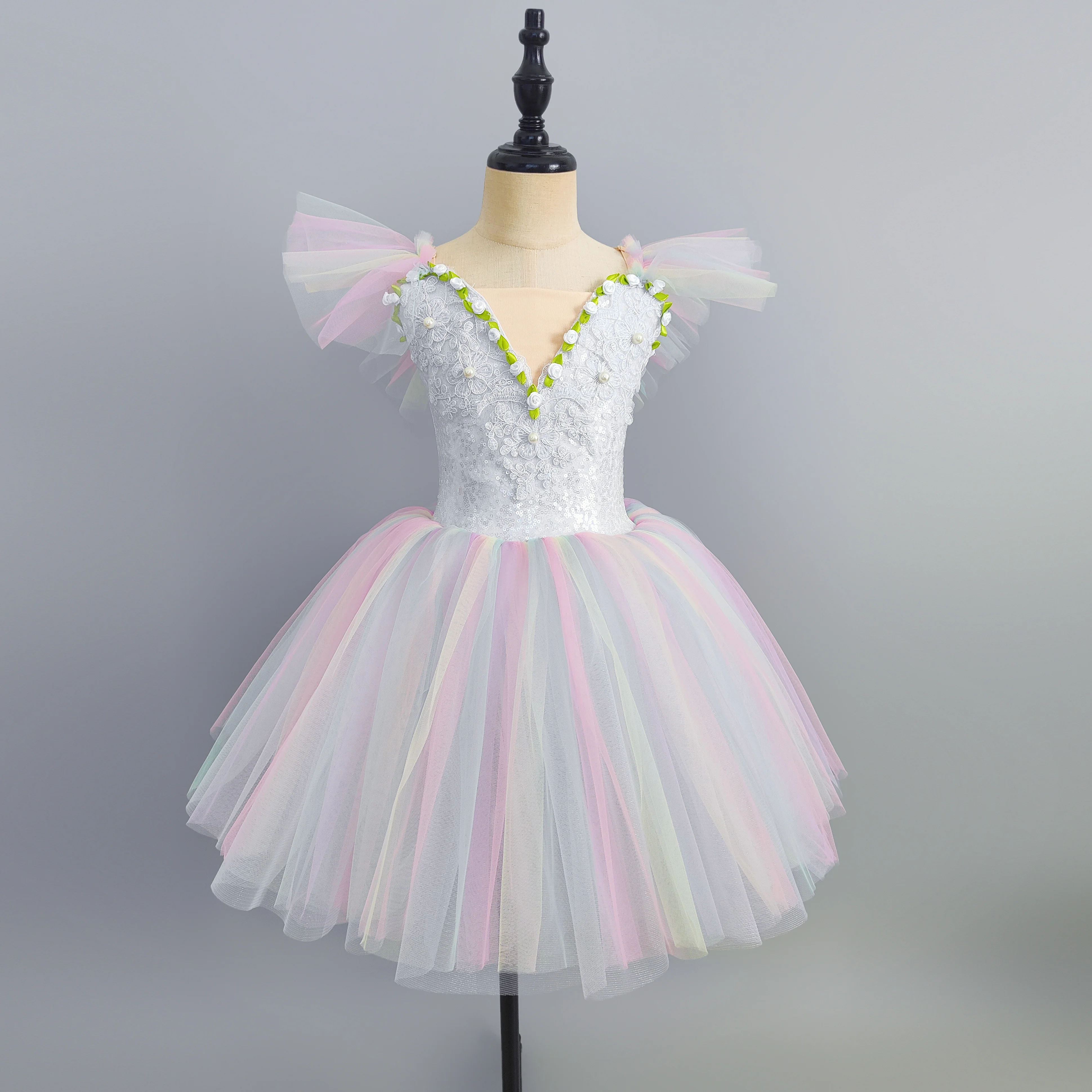 New Girls Ballet Skirt Children Professional Ballet Costume Performance TUTU Skirt Fairy Puff Long Gauze