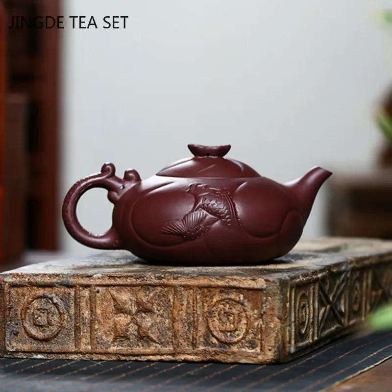 Boutique Yixing Purple Clay Tea Pot Raw Ore Zhu Mud Beauty Teapot Master Handmade Zisha Filter Kettle Tea Sets Supplies 330ml