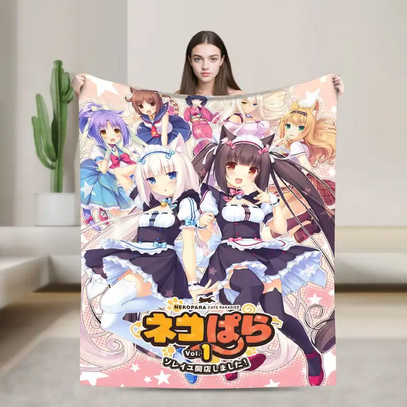 Shigure Minaduki and Fraise Nekopara Anime Blanket  Flannel Funny Soft Throw Blankets for Bed Sofa Autumn/Winter - Image 29