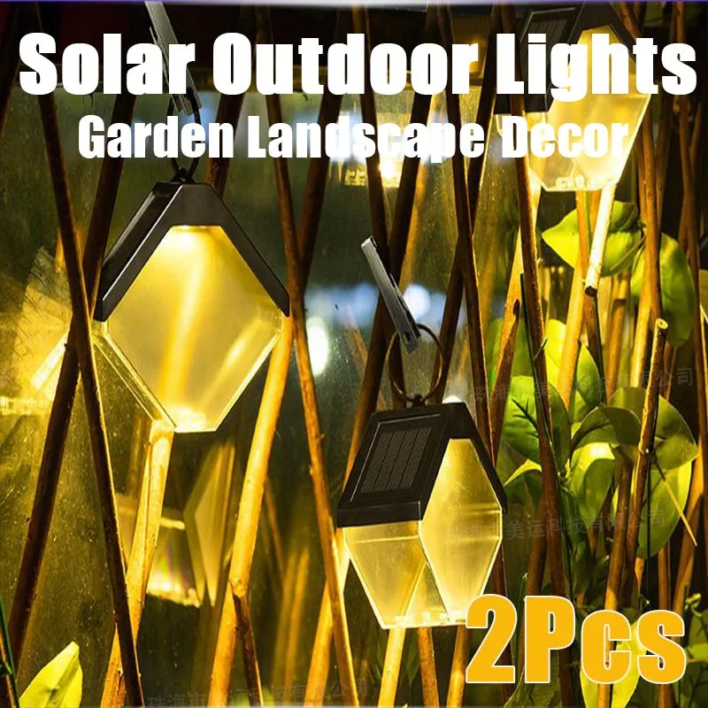 2Pcs Gardens Solar Courtyard Outdoors Lighting Waterproof Wall LED Landscape Simulation Flame Lamps Lawn Landscape Decor crystal