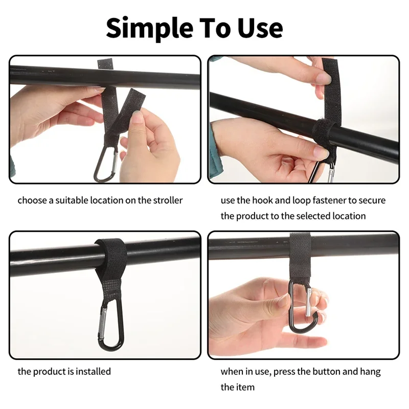 Stroller Hooks Buckles Clip Aluminum Alloy 1-10pcs Carabiner Cart Organizer Diaper Bag Shopping Pram Hook Buckle Stroller Hanger