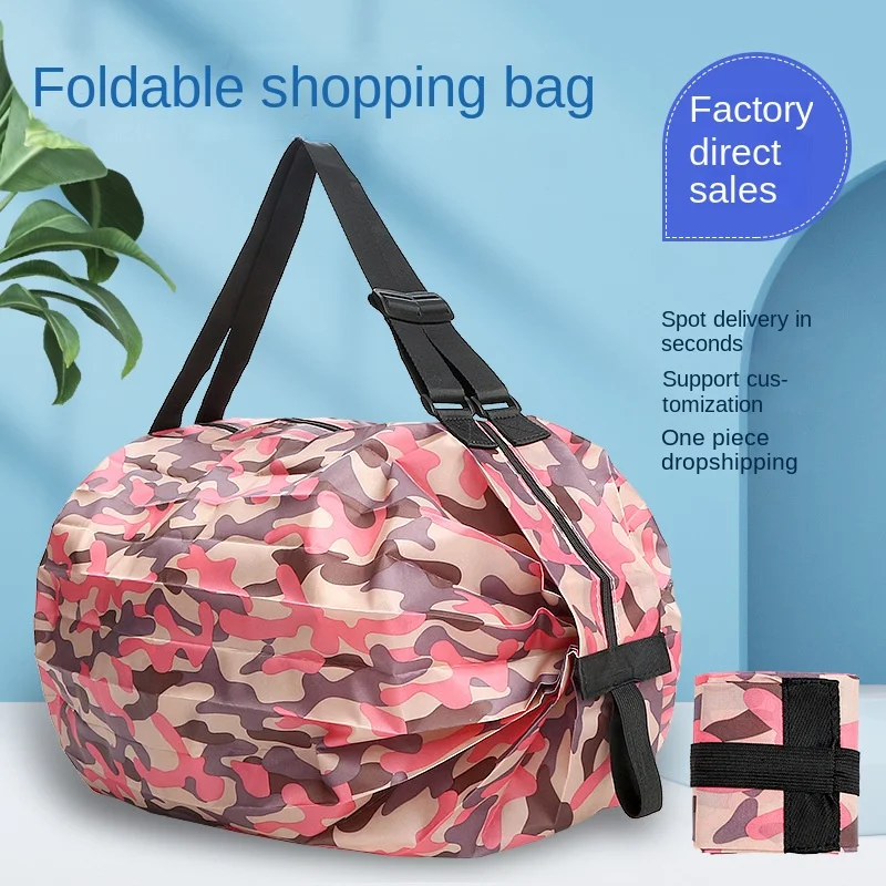 

Foldable Storage Bag with Handle Portable Travel Camouflage Handbags 2023 New Large Capacity Shopping Bag