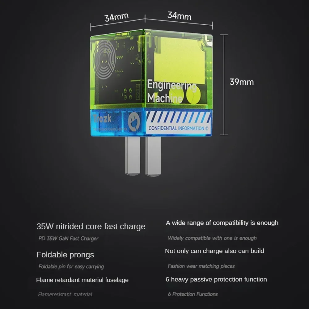 US 35w Gallium Nitride Fast Charging Plug Travel Portable Pd Charger Creative Phones Charger Desktop Decoration Gift Trozk