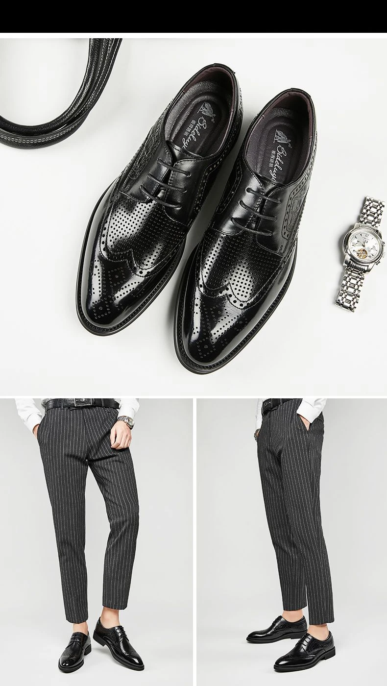 【Oberste Schicht Rindsleder】 Peter Herren-Business-Anzug aus echtem Leder, Blockgeschnitzt, große Herrenschuhe, klein_voghion.com