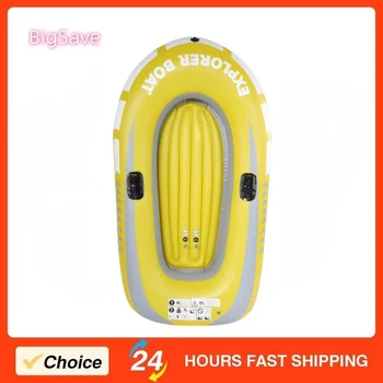 Kayak gonfiabile in PVC dotato di due racchette per paddle Barca in gomma gialla addensata per due persone adatta per pesca, rafting, immersioni