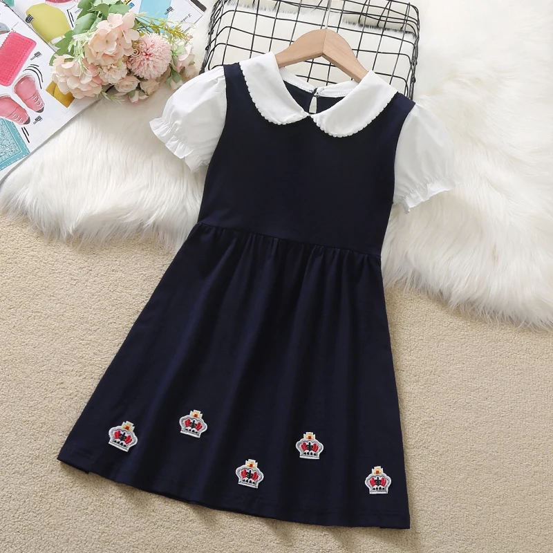 

Baby Children Dresses for Girls Clothes Teenagers School Uniform Summer Short Sleeve Outfits Kids Party Dresses Cotton Costumes