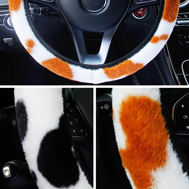 Accessori per auto Interni Coprivolante universale 37-38 CM Modello di  mucca in peluche super morbido