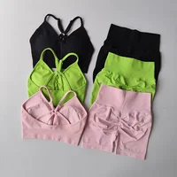 2 Pcs Yoga Sets Women High Waist Workout Outfits Gym Wear Gym Clothing Sports Suits Fitness Tracksuit Sportswear Shorts Suit