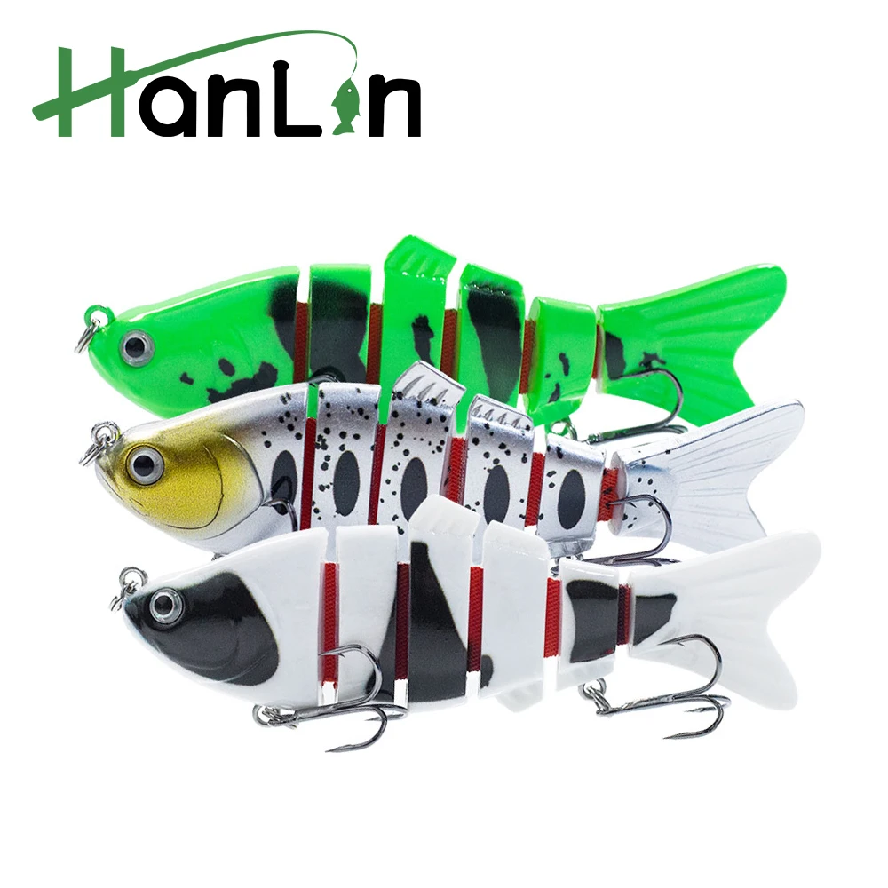 Hanlin 100 mm/3,49 Zoll künstlicher Angelköder mit mehreren Gelenken, Wobbler, lebensechter Swimbait, langsam sinkender Hartplastik-Forellen-Bass-Gerät