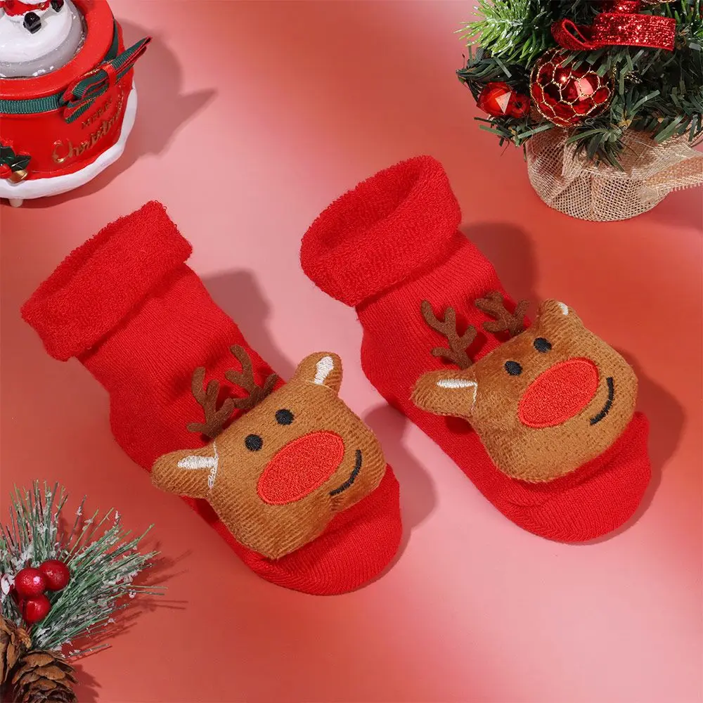 

Gifts Girls Boys Thicken Short Socks Red Christmas Stocking Children Socks Print Cotton Sock Toddlers