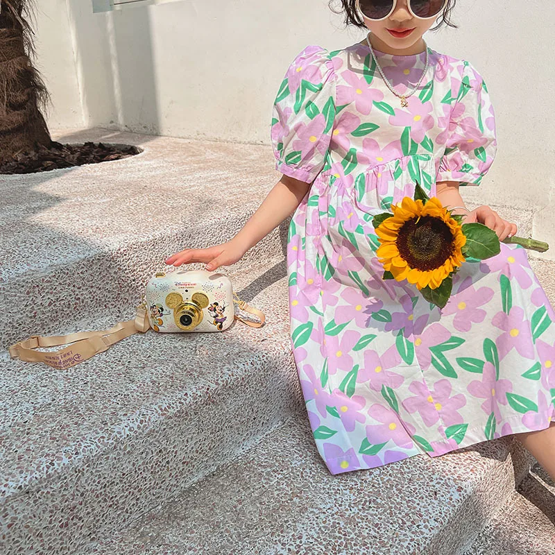 

10 12 years Girls Dress Flower Print Cotton Dresses Summer Fashion Teenage Girls Outfits