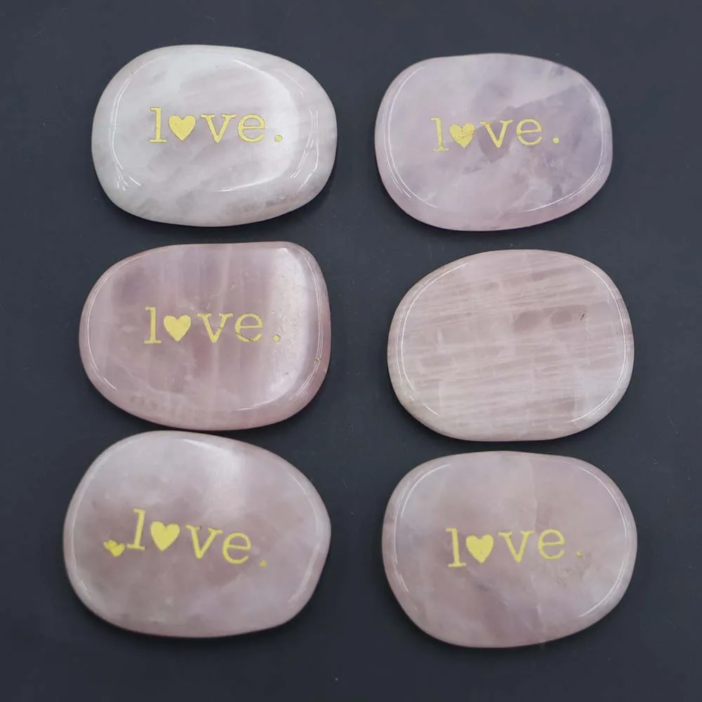 

Natural Stone Rose Quartz Crystal Ellipse Irregular Letters LOVE Ornament Reiki Charm Fashion Home Decoration Holiday Gift 10Pcs