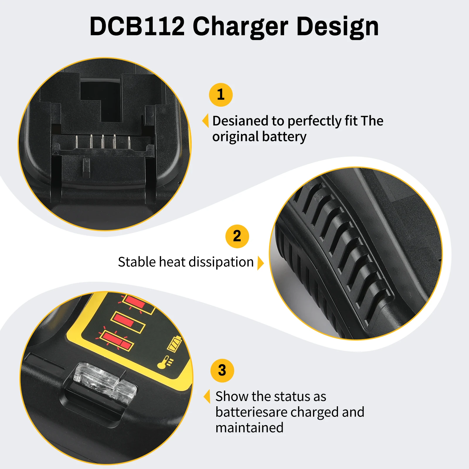 새로운 2026 DCB112 스마트 리튬이온 충전기 (디월트 18V 20V MAX XR 배터리용), 작업장 도구용 고효율 급속 충전 설계