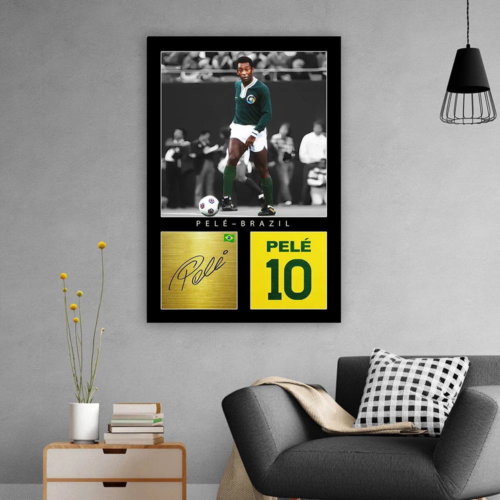 Herocross Super Soccer Star Wall Art Meessi Canvas Prints Football Neymer Signature Wall Painting Decoration For Living Room
