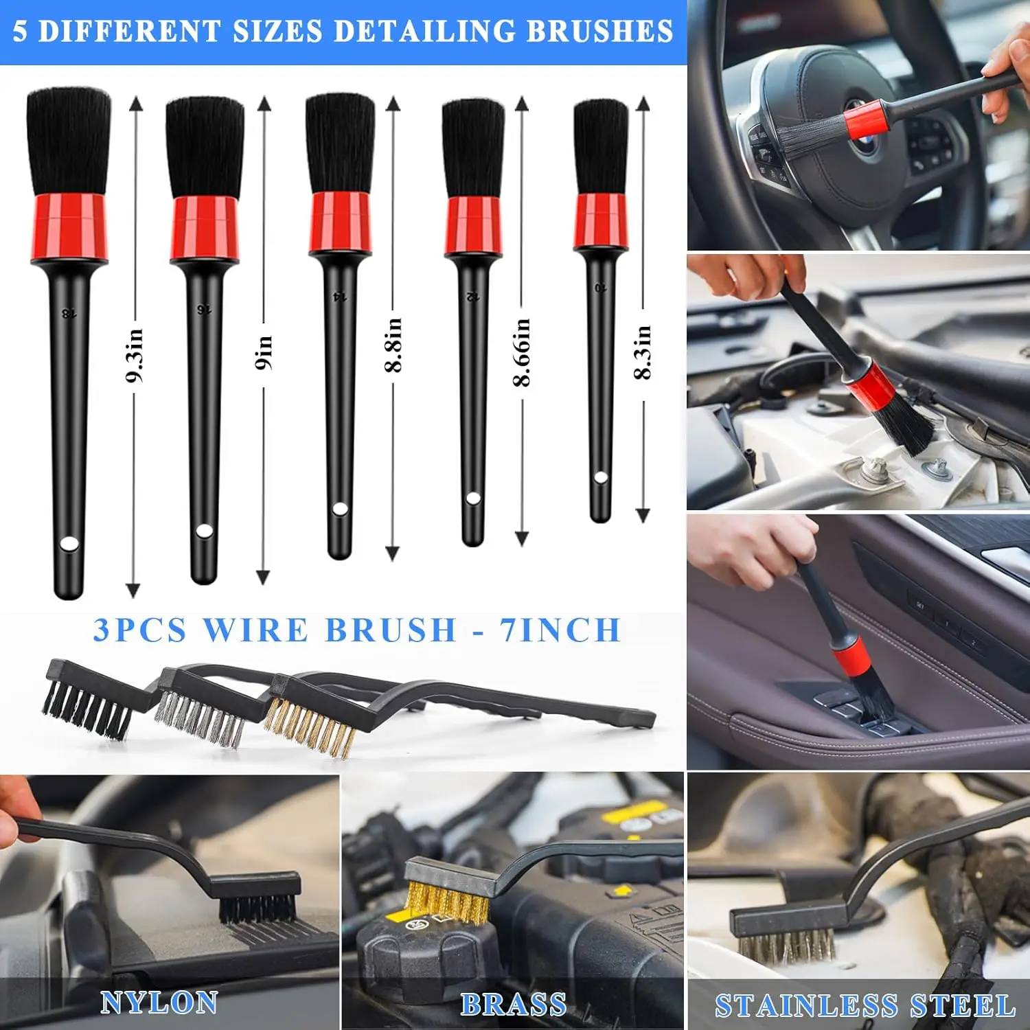 AUTODECO 42Pcs Car Wash Detailing Kit Cleaning Kits with Foam Gun Sprayer Wash Brush with Long Handle Collapsible Bucket 6