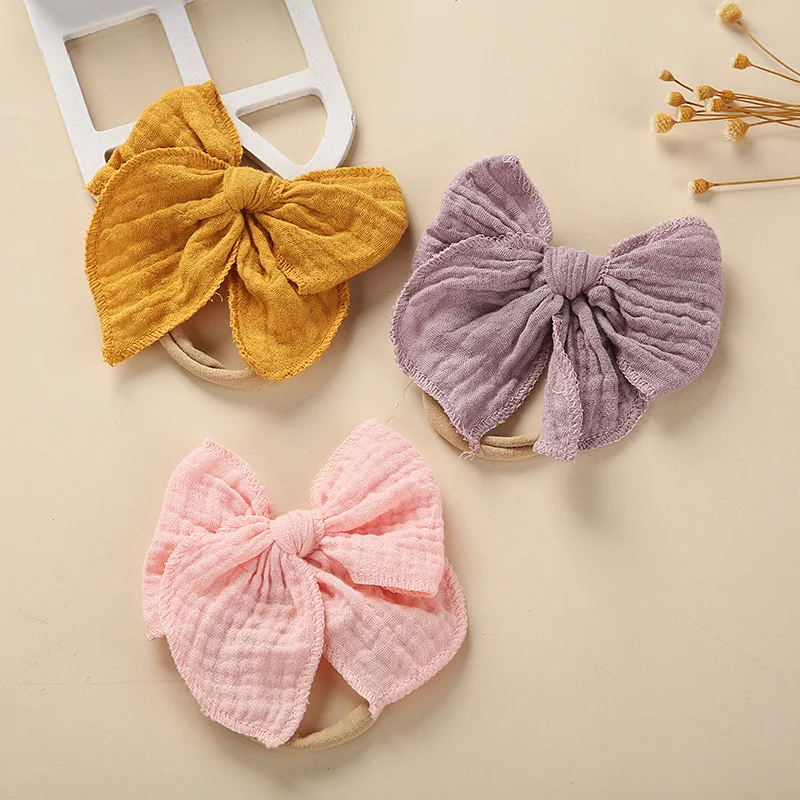 Cotton Newborn Hair Bows Lovely Baby Headbands Elastic Nylon Hair Accessories for Children Girl Princess Hairband Kids Headwear