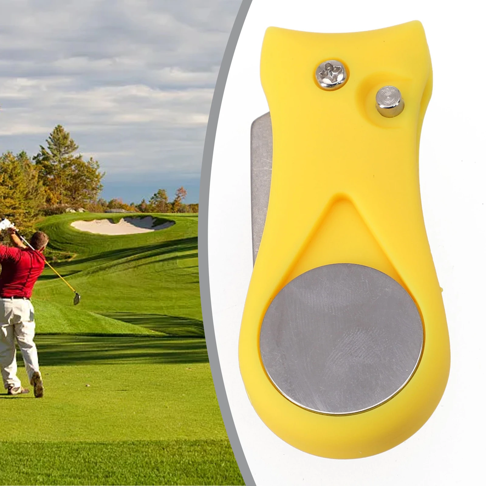 1pcs Golf Divot Repair Tools With Ball Marker Pitch Mark Fork Golf Pitchfork Golf Accessories Putting Fork Golf Training