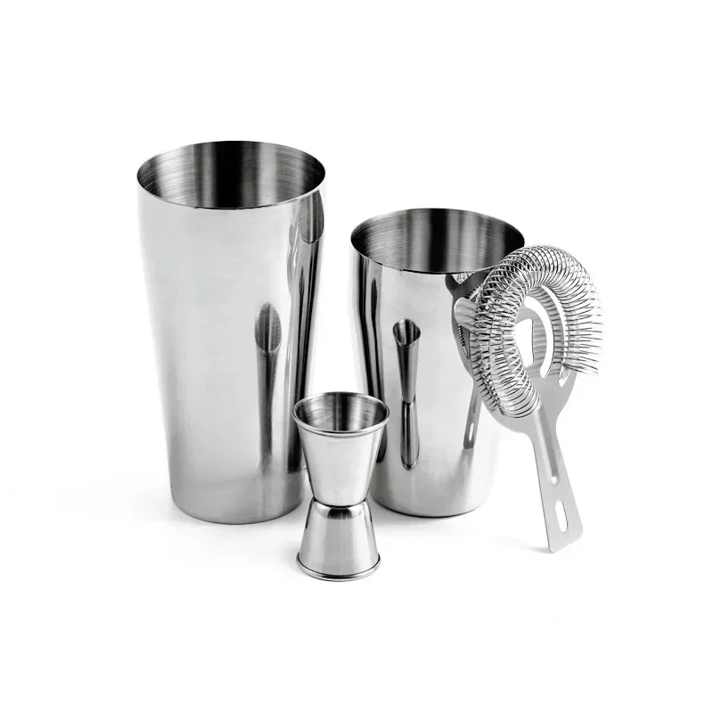 Cocktail Mixer Shaker Set 4pcs Boston Shaker Tins Bartender Kit 18oz & 28oz Mixed Drink Strainer Double Measuring Jigger cocktail shaker