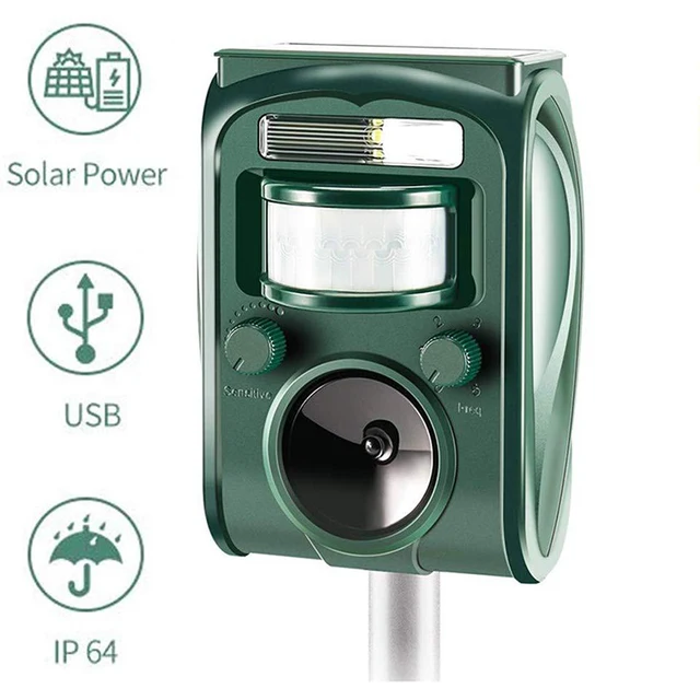 Kerti Napenergia -Hajtású Ultrahangos Kültéri Állatok Visszaszorító Mozgás Piros Érzékelő Flash Light Kutya Macska Mosómedve Nyúl Diszpeller - Image 4