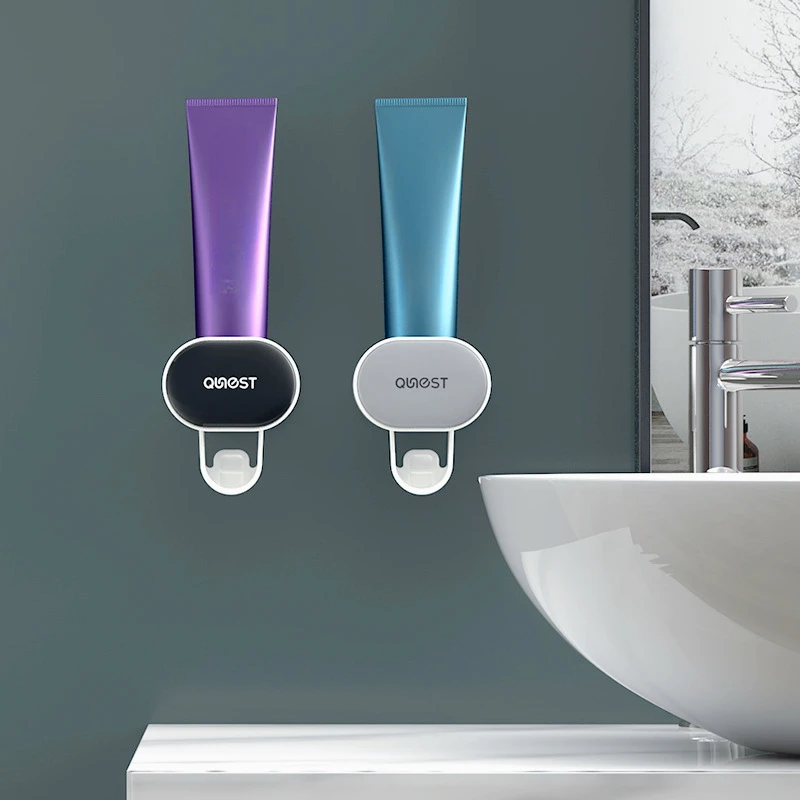 Adults&Children Automatic Dust-proof Toothpaste Dispenser Wall Mounted Stand Toothpaste Squeezer Holder Bathroom Accessories Set 3
