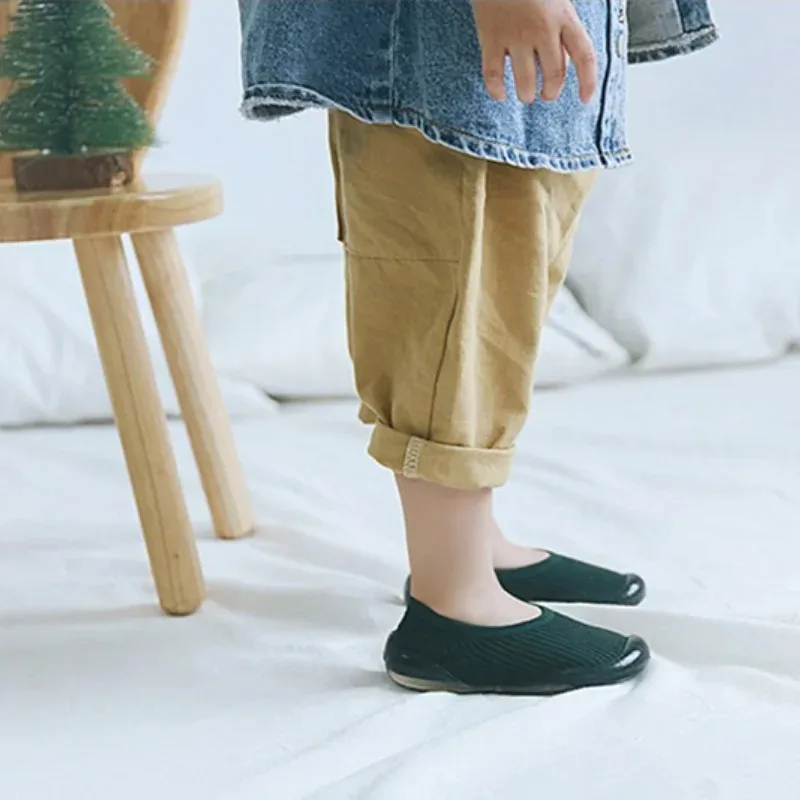 Newborn Baby Boys Girls Socks Shoes Unisex Non-slip Floor First Walkers Kids Soft Rubber Sole Infant Toddler Solid Color Shoes