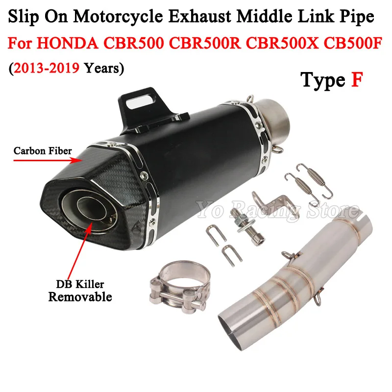 Slip On For Honda CBR500 CBR500F CB500X R 2013 - 2019 Years Motorcycle Exhaust Escape Modify Mid Link Pipe Muffler DB Killer - Image 4