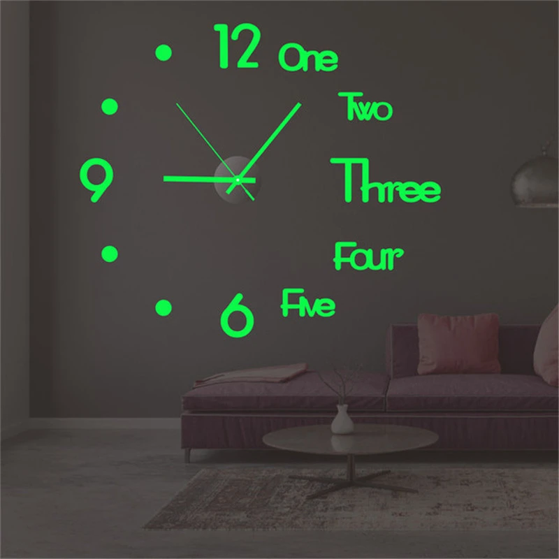 3D Wall Clock Luminous Frameless Wall Clock Acrylic DIY Digital Clock