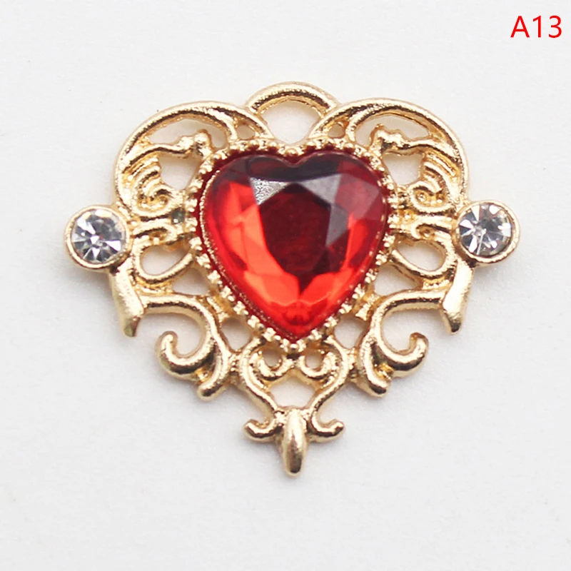 5pcs neue 21*25mm Herz flache Legierung Strass Knöpfe für Kleidung Dekoration DIY Handwerk Stirnband Hochzeits dekoration – Detail 17