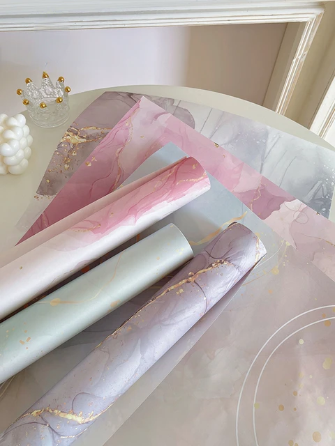 10pcs Waterproof Flower Wrapping Paper Marble Bouquet Gift Packing