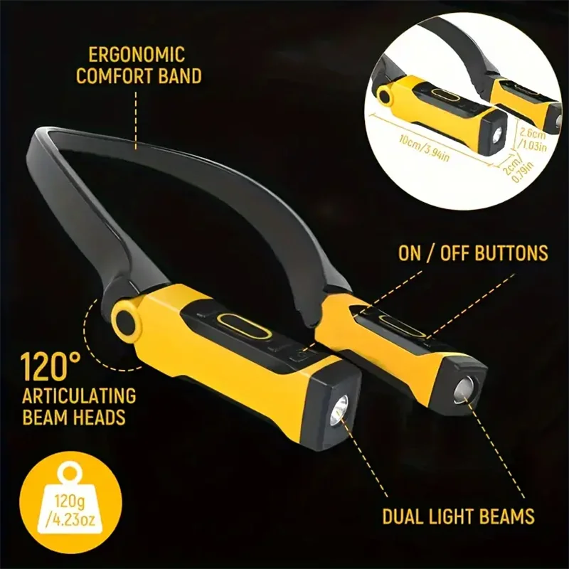 1/2/4pcs USB Rechargeable LED Neck Reading Light Two Brightness Levels For Reading, Knitting, Camping & Repairing Led Work Light