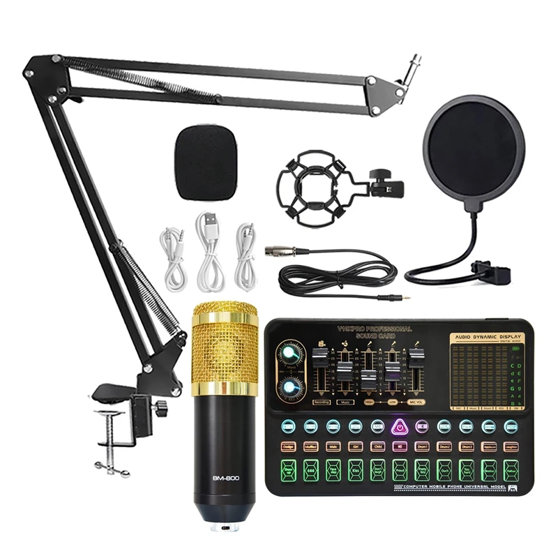 

RISE-Professional Condenser Microphone BM800 Wireless Bluetooth V10 PRO Sound Card For PC Computer Phone Karaoke