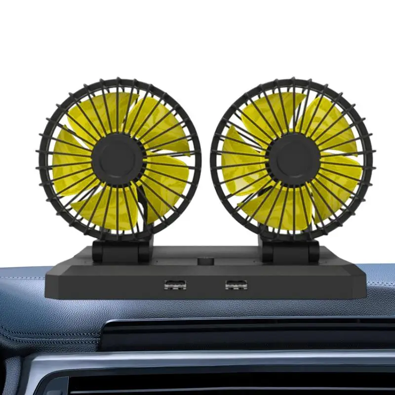 

Portable Vehicle Fan Dual Head Electric Fan Vehicle Mounted USB Fan 360 Degree Rotation Auto Cooling Fan Rotatable Fan With Two