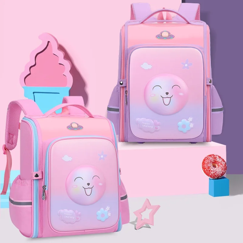 British Style Primary School Students Children Candy Color Large Capacity Backpacks New Grade 4-6 Girl Sweet Cartoon Schoolbags