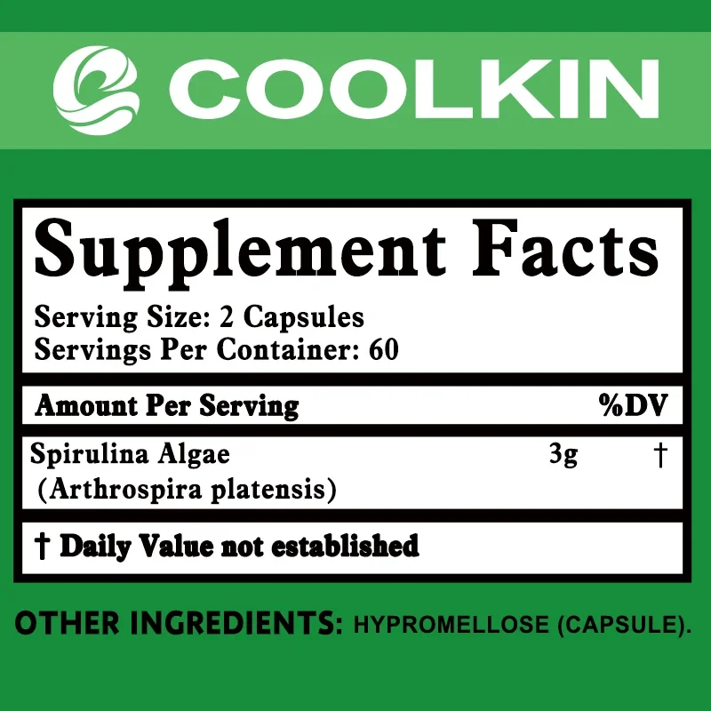 Spirulina Capsules 3000mg for Immune Health Cardiovascular Function Digestion
