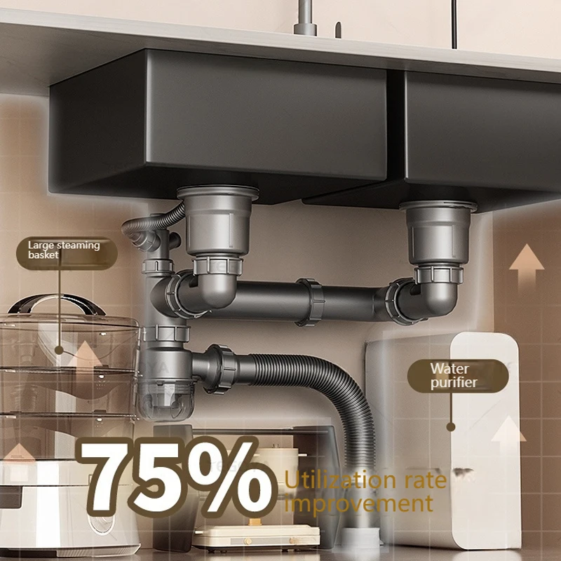 Double Bowl Stainless Steel Kitchen Sink Thickened Embossed Multifunctional Sinks Household Washbasin For Kitchen