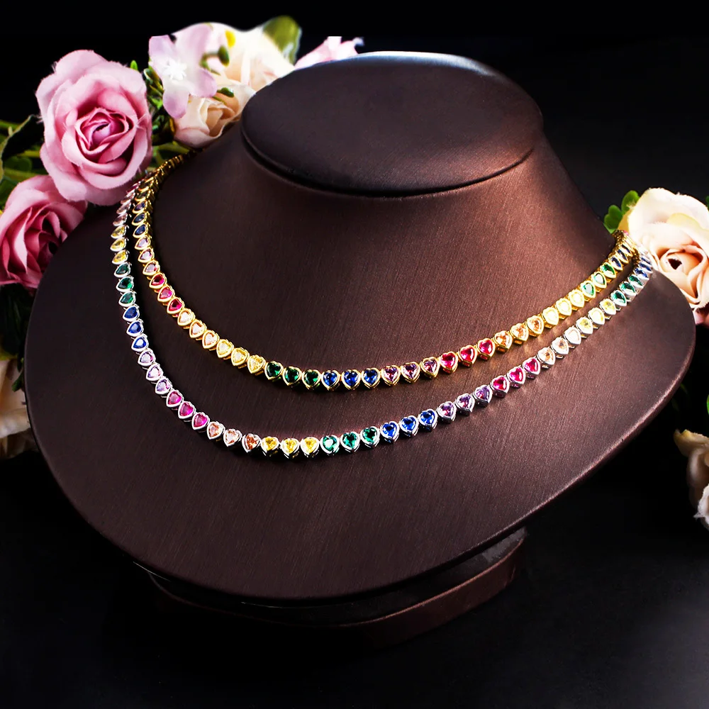 CWWZircons Genuine Top Cubic Zirconia Heart Shape Colorful Rianbow