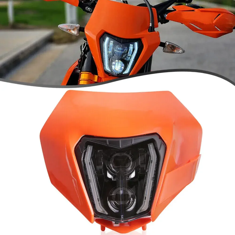 

Motorcycle LED Headlight Headlamp Head Light Supermoto Fairing for SXF XCW EXC EXC-F 300 350 450 690 Enduro Orange Modified Part