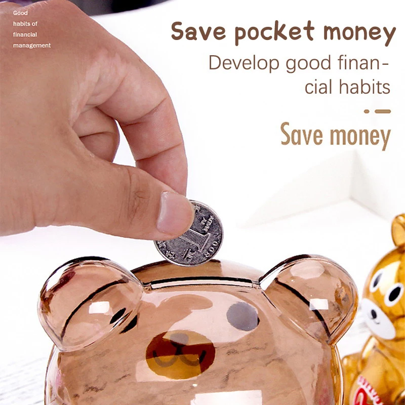 Transparent Glass Piggy Bank - 18cm/7.1in Coin Saver, Holds 500 Coins, Kids & Adults - View #3