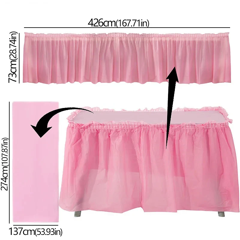 Disposable plastic tablecloth and table skirt set rectangular waterproof oil proof for birthday banquet party