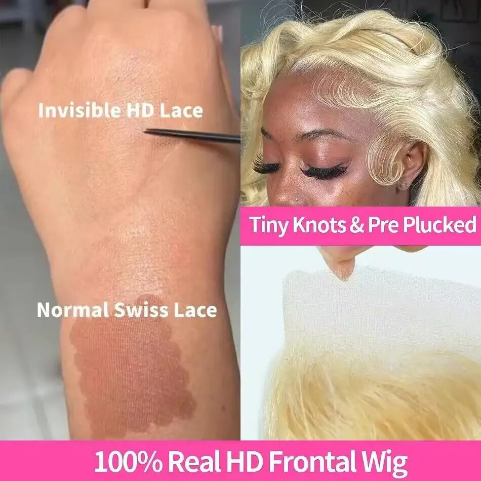 Human Hair Wig 13x6 613 Blonde HD Lace Front Human Hair Wigs Brazilian Straight For Women Transparent 13x6 Lace Frontal