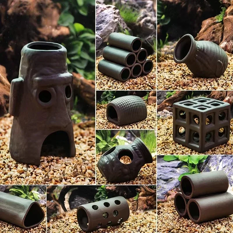 Ceramic House Fish Tank Aquarium Decoration Fish Shrimps Shelter House Pottery Scorpion Canister Simulation Stone Ornament fish tank ornaments fish tank decorations aquarium ornaments