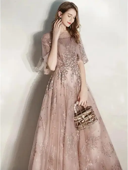 

New Luxury Celebrity Dress With Cloak Sequin Banquet Elegant Party Formal Gowns Beading Wedding Party Dresses vestidos de fiesta